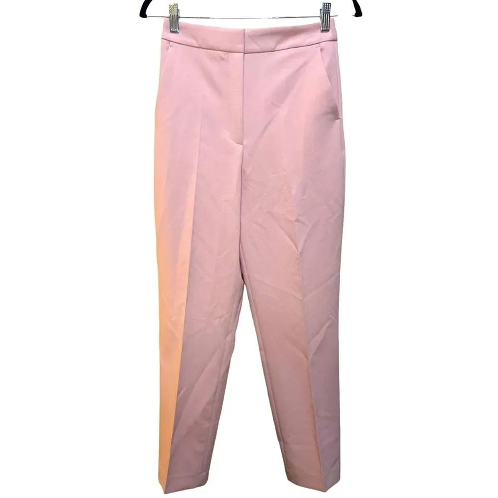 Zara Pink Pleated High Waist Trouser Pants Size XS